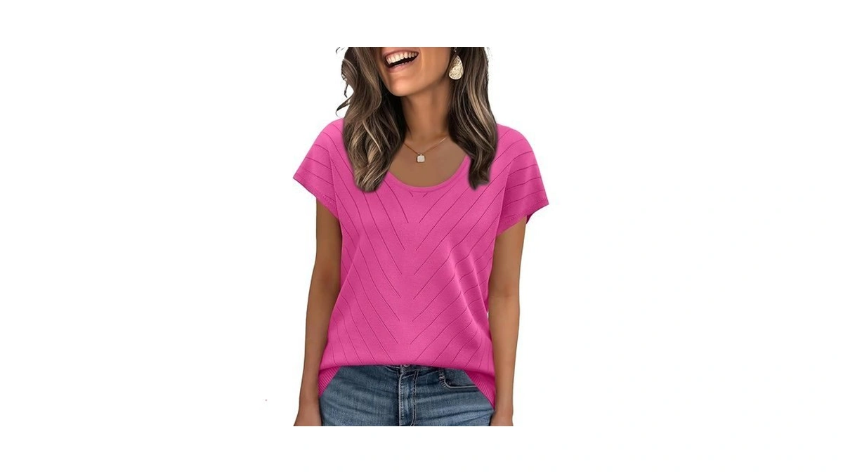 Wiholl Womens Summer Tops Trendy Casual Cap Short Sleeve Sweater
