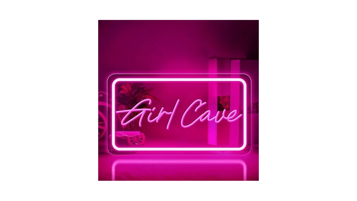 Girl Cave Neon Sign, Dimmable Led Pink Neon Light For