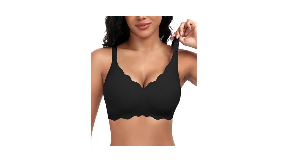 Documo Bras For Women Scalloped No Underwire Wireless Seamless Bra