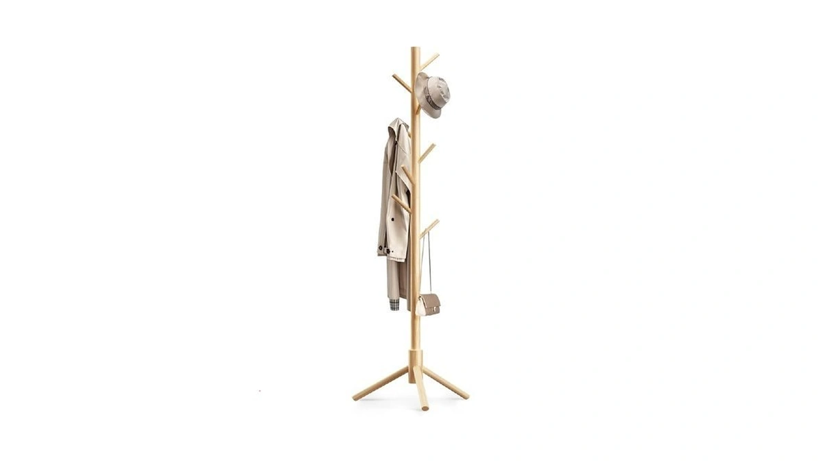 Outgava Wooden Coat Rack Freestanding With 8 Hooks,easy Assembly New