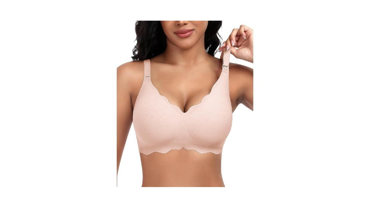 Documo Bras For Women Scalloped No Underwire Wireless Seamless Bra