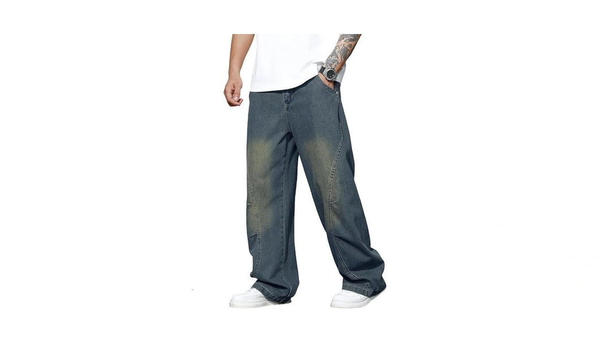 Qgrswbc Baggy Pants Men Y2k Streetwear Vintage Wide Leg Loose