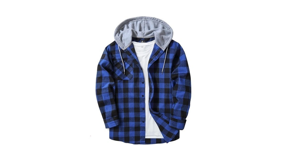 Hooded Flannel Shirt For Men Plaid Shirts Long Sleeve Flannel