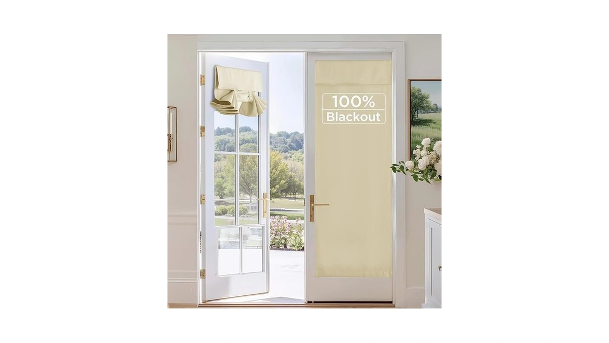 Ryb Home 100% Blackout French Door Curtain, Door Window Curtains
