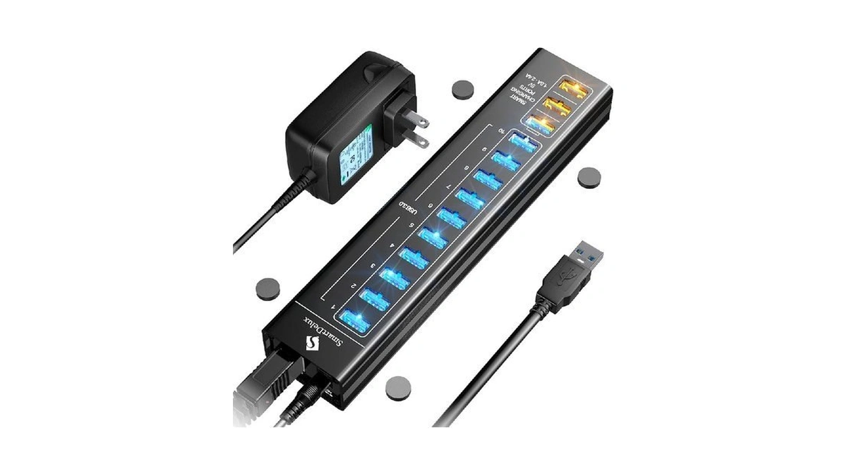 Smartdelux Powered Usb Hub - Usb 3.0 Ports Hub With