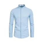 Vancoog Men's Mandarin Collar Plain Date Night Outfit Long Sleeve
