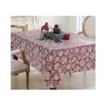Newbridge Snowfall Snowflake Plaid Christmas Vinyl Tablecloth With Flannel Backing,