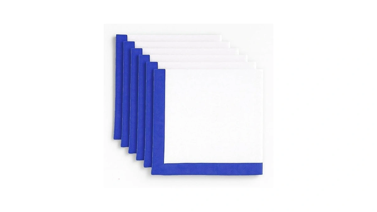 Purpleessences Blue And White Cloth Napkins - 18x18 Inch Set