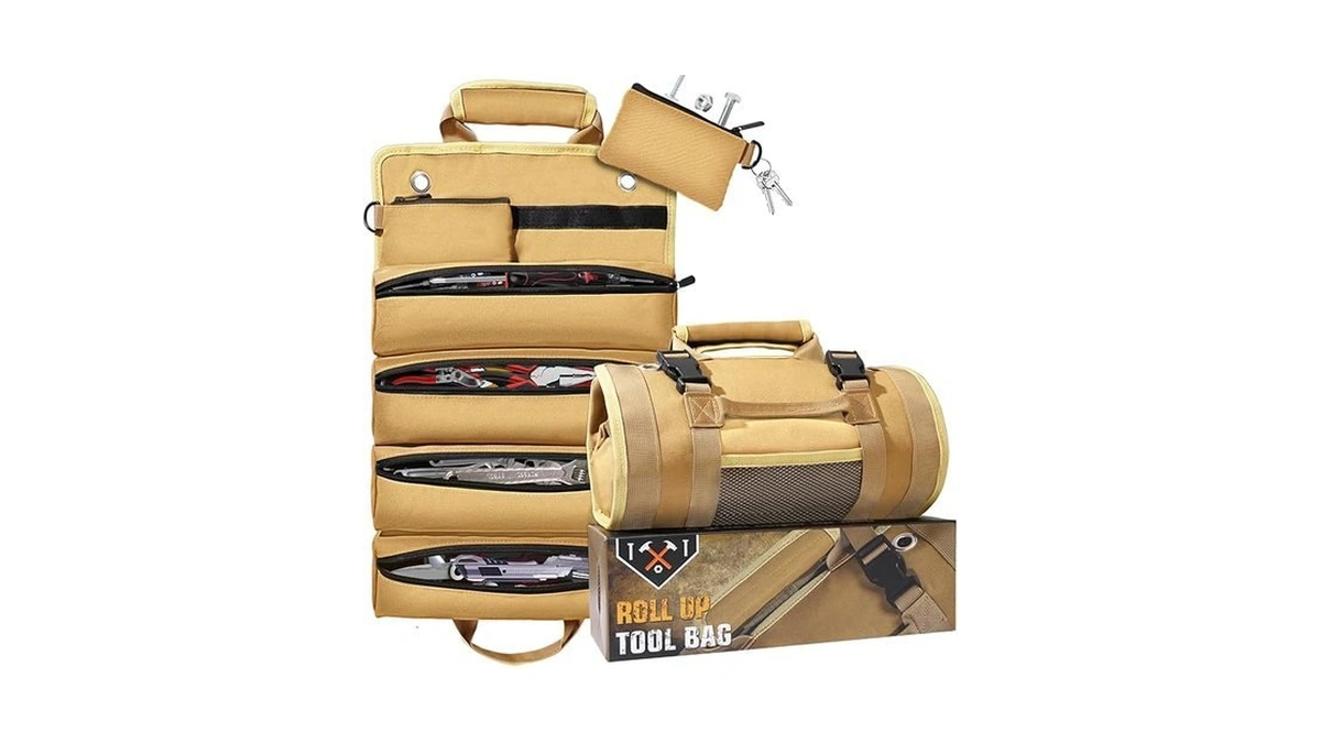 Qcoqce Heavy Duty Oxford Tool Roll, Waterproof Durable Tool Bag