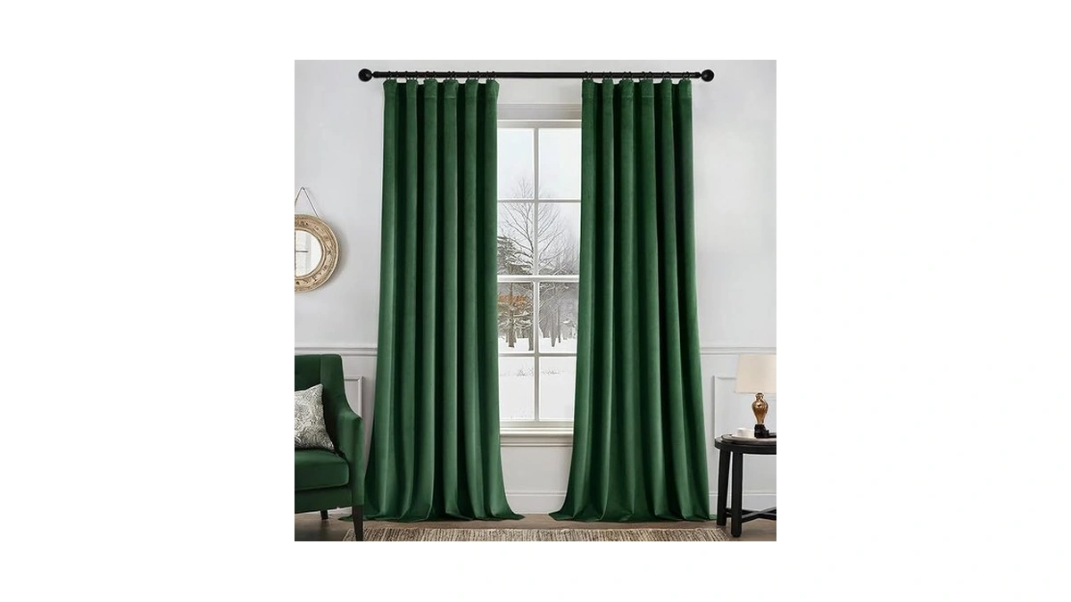 Miulee Christmas Velvet Curtains 90 Inches Long 2 Panels Set