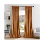 Miulee Gold Brown Velvet Curtains Thermal Insulated Blackout Curtain Fall