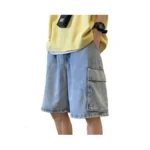 Emmiol Baggy Jean Shorts Men, Y2k Jorts Cargo Elastic Waisted,
