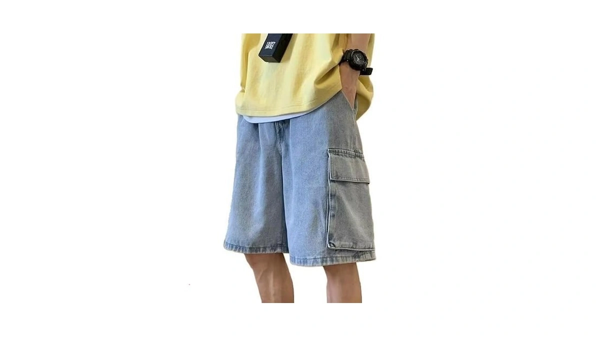 Emmiol Baggy Jean Shorts Men, Y2k Jorts Cargo Elastic Waisted,