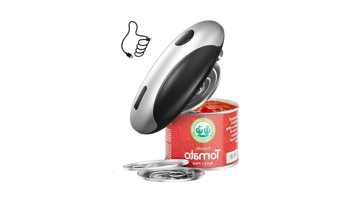 Housesapp Rechargeable Electric Can Opener - Smooth Edge, One-touch Automatic