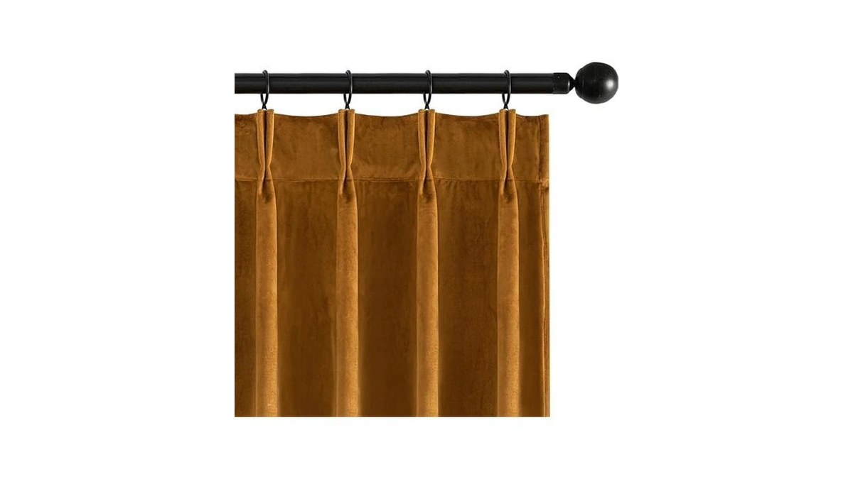 Miulee Velvet Pinch Pleated Blackout Curtains 96 Inches Long, Gold