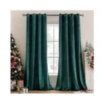 Miulee Christmas Dark Green Velvet Curtains Room Darkening Blackout Soft