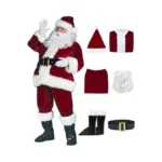 Fanme Santa Claus Costume For Men 6pcs Deluxe Velvet Santa