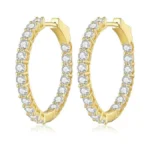 Bisaer 925 Sterling Silver Post Huggie Earrings For Women, 14k