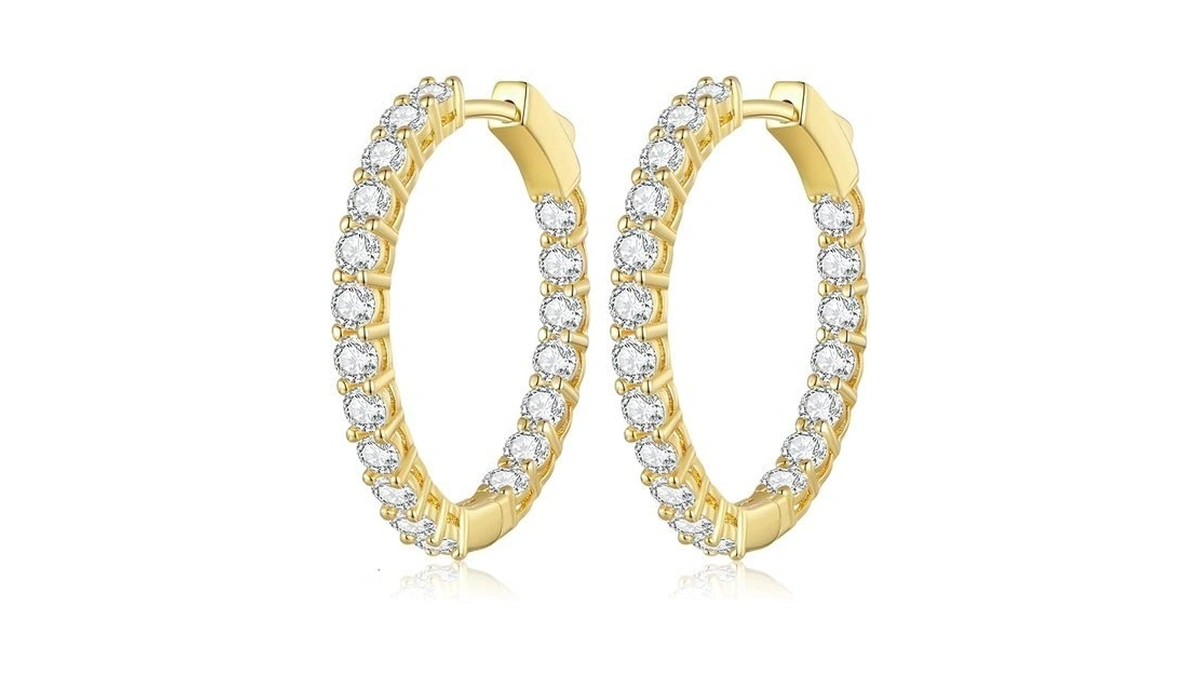 Bisaer 925 Sterling Silver Post Huggie Earrings For Women, 14k
