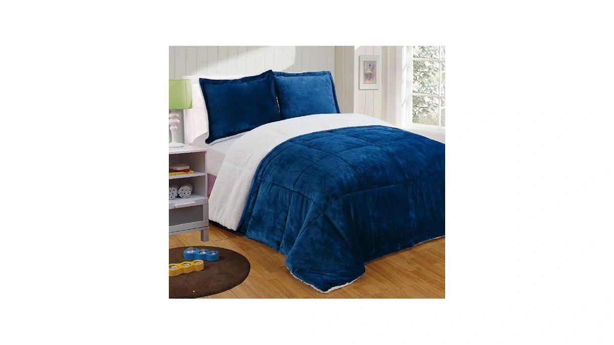 Chezmoi Collection 3-piece Micromink Sherpa Reversible Down Alternative Comforter Set
