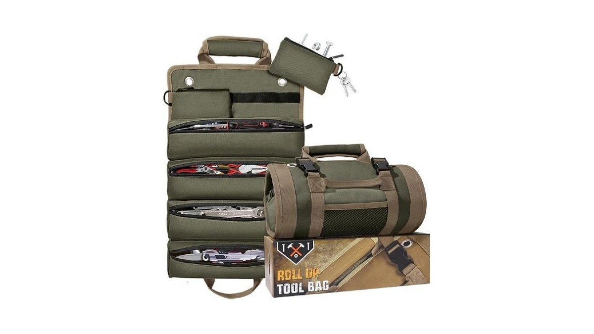 Qcoqce Heavy Duty Oxford Tool Roll, Waterproof Durable Tool Bag
