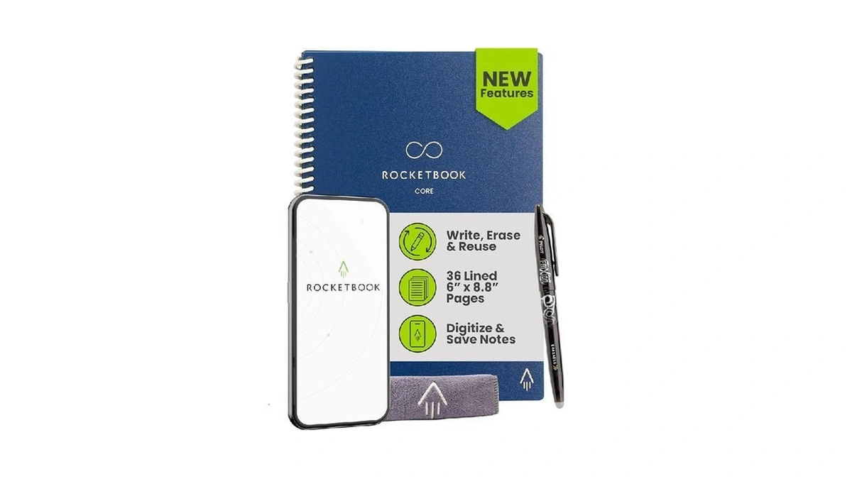 Rocketbook Core Reusable Smart Notebook, Lined Pages For School, Work