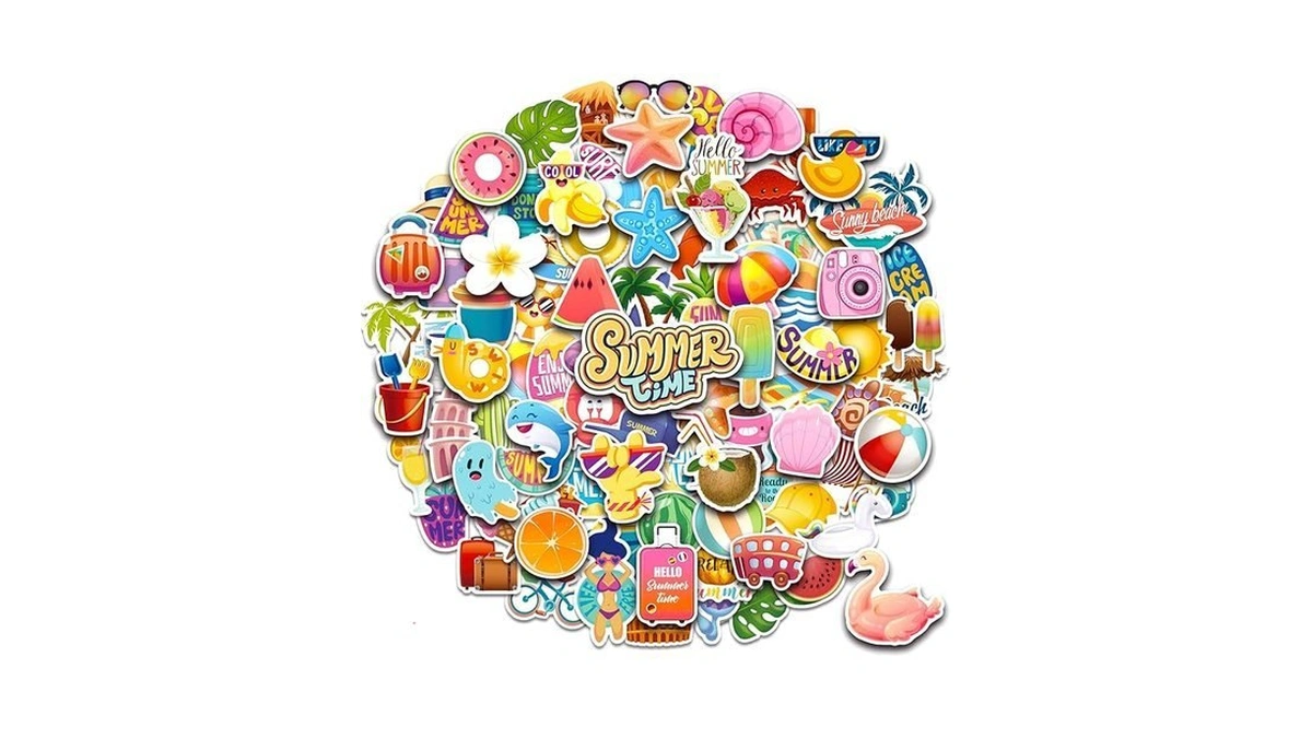 Stkjoviale Summer Stickers For Kids, 150 Pcs Waterproof Beach Stickers