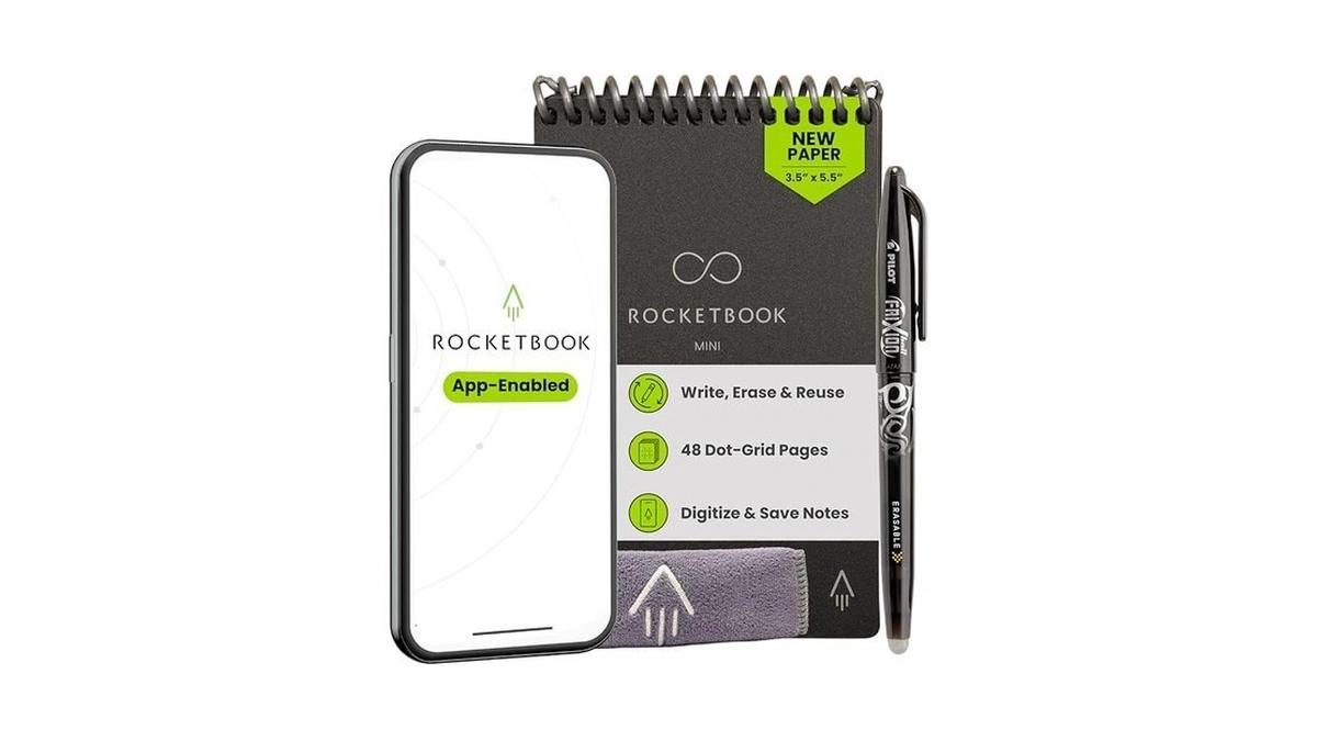 Rocketbook Mini Reusable Smart Notepad, Pocket Size On-the-go Notebook, 3.5x5.5,