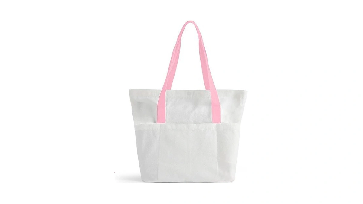 1 Pack Large Canvas Tote Bag With Pockets, Mafye 12oz
