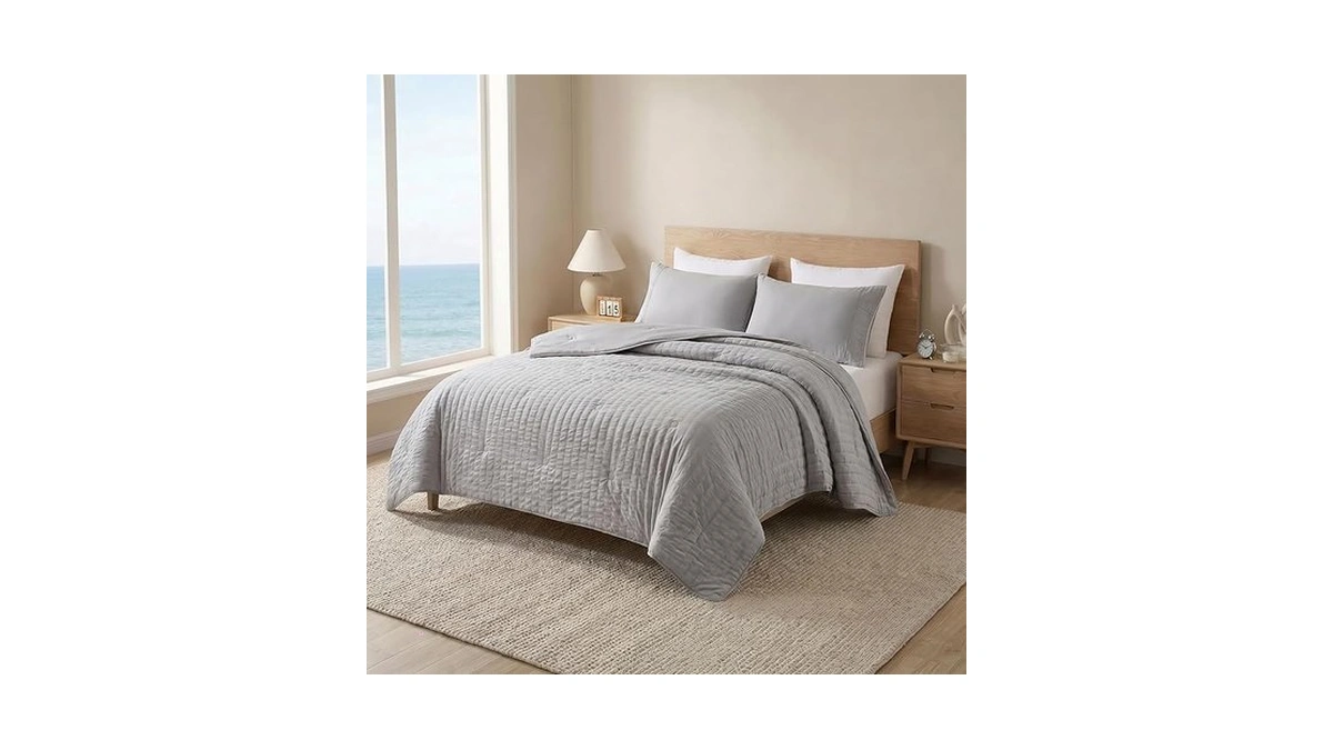 Cooling Comforter, Dual-sided Seersucker, Q-max>0.4 Cooling Blanket, Breathable Cool Fabric