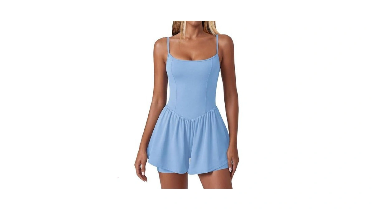 Ekouaer Womens Summer Sleeveless Workout Rompers Athletic Jumpsuit Double Lined