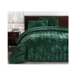 Chezmoi Collection Piers Forest Green Velvet Quilt Oversized King Set,