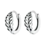 Bisaer 925 Sterling Silver Leaf Huggie Earrings For Women, 14k