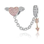 Bisaer 925 Sterling Silver Heart Charms Beads For Bracelets Arrow