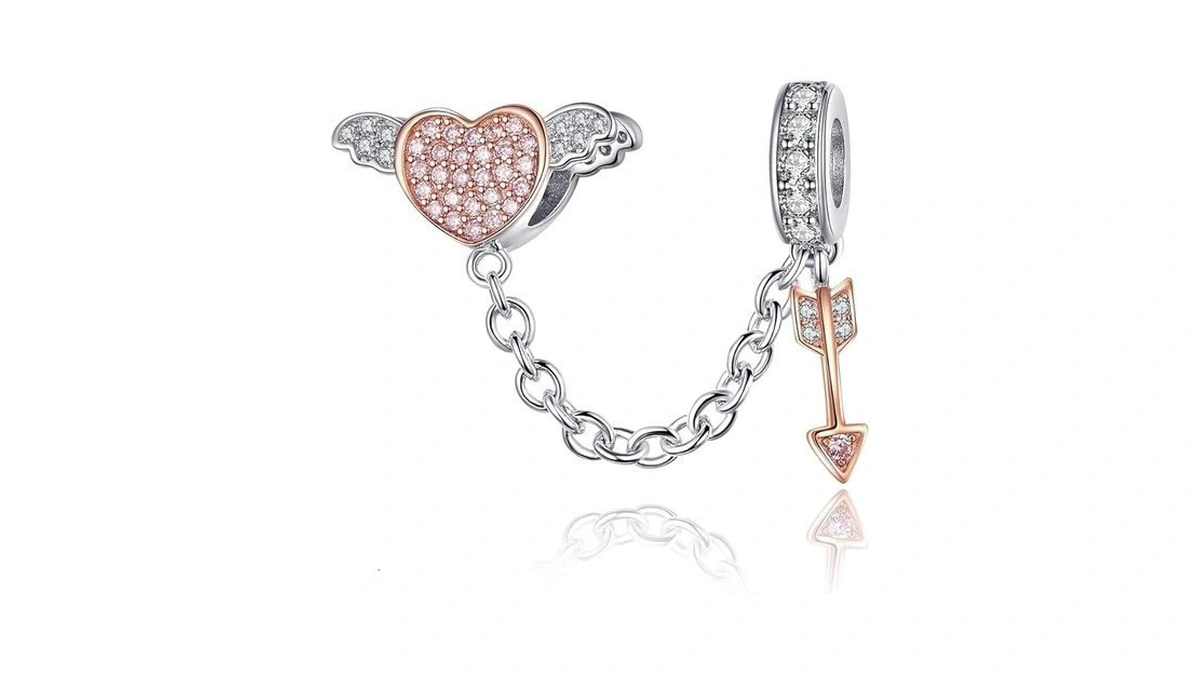 Bisaer 925 Sterling Silver Heart Charms Beads For Bracelets Arrow