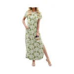 Heymoments Womens Summer Maxi Dress Floral Print Medium Short Sleeve