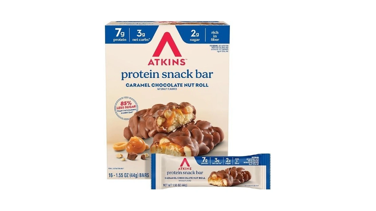 Atkins Caramel Chocolate Nut Roll Snack Bar, Protein Snack ,