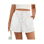 Kirundo Lace Shorts For Women Summer Cute Boho Eyelet Elastic