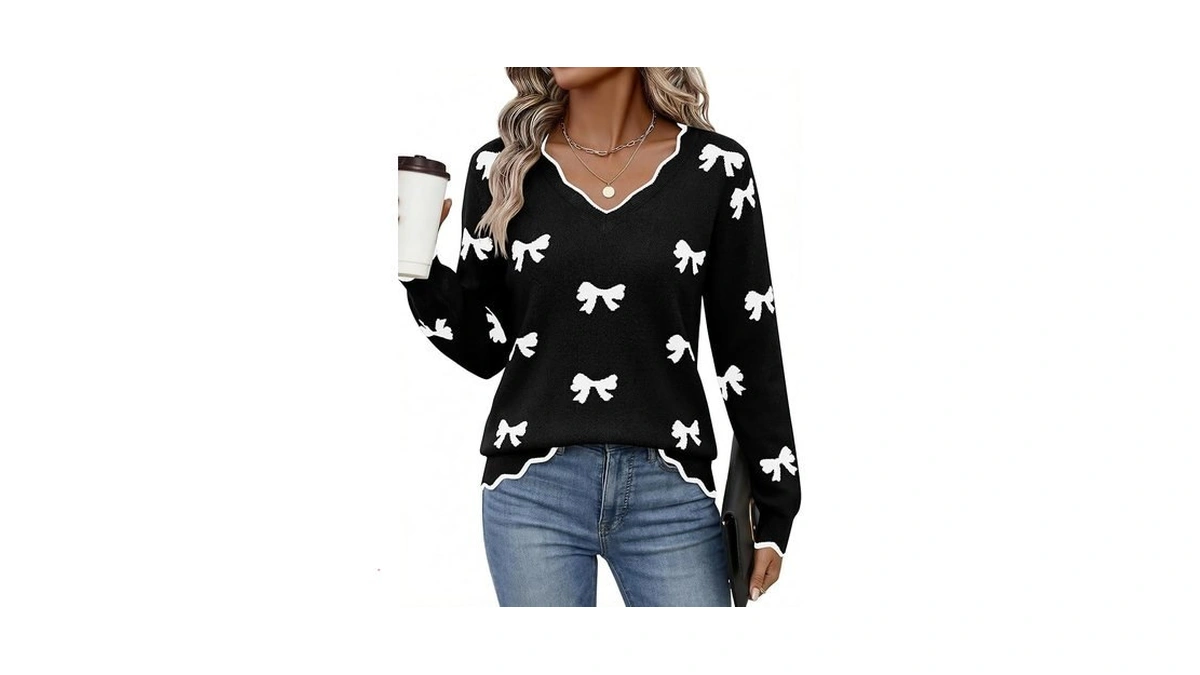 Lagracia Womens Fall V Neck Sweater 2026 Lightweight Casual Long