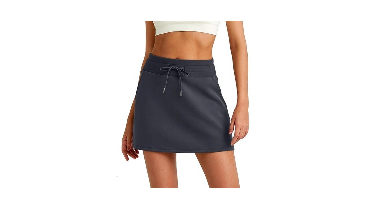 G4free Black Sweat Skirts For Women A-line Drawstring Summer Modal