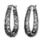 Bisaer Vintage Filigree 925 Sterling Silver Huggie Earrings For Women