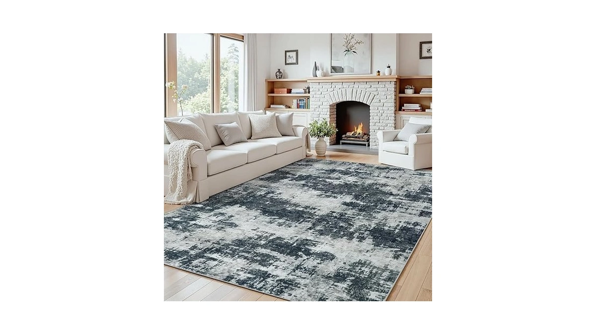 Area Rug 5x7 Living Room Rug Washable: No-slip Abstract Soft