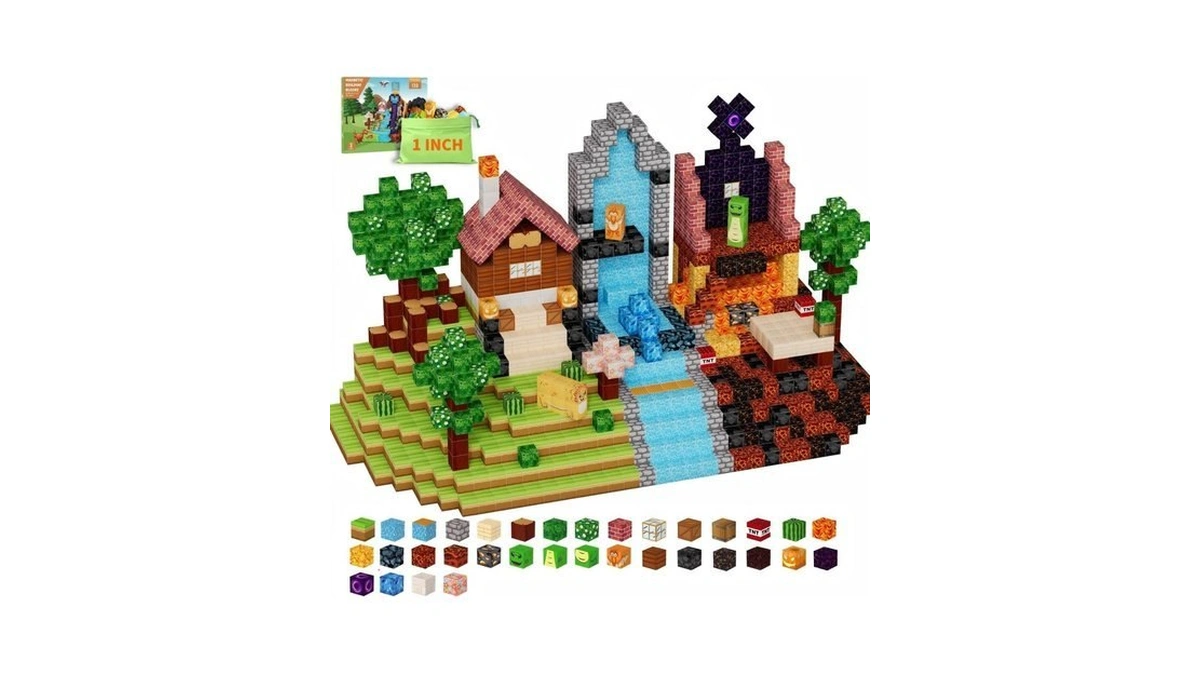 Belveora Magnetic Building Blocks - 200 Pcs Large 1 Inch