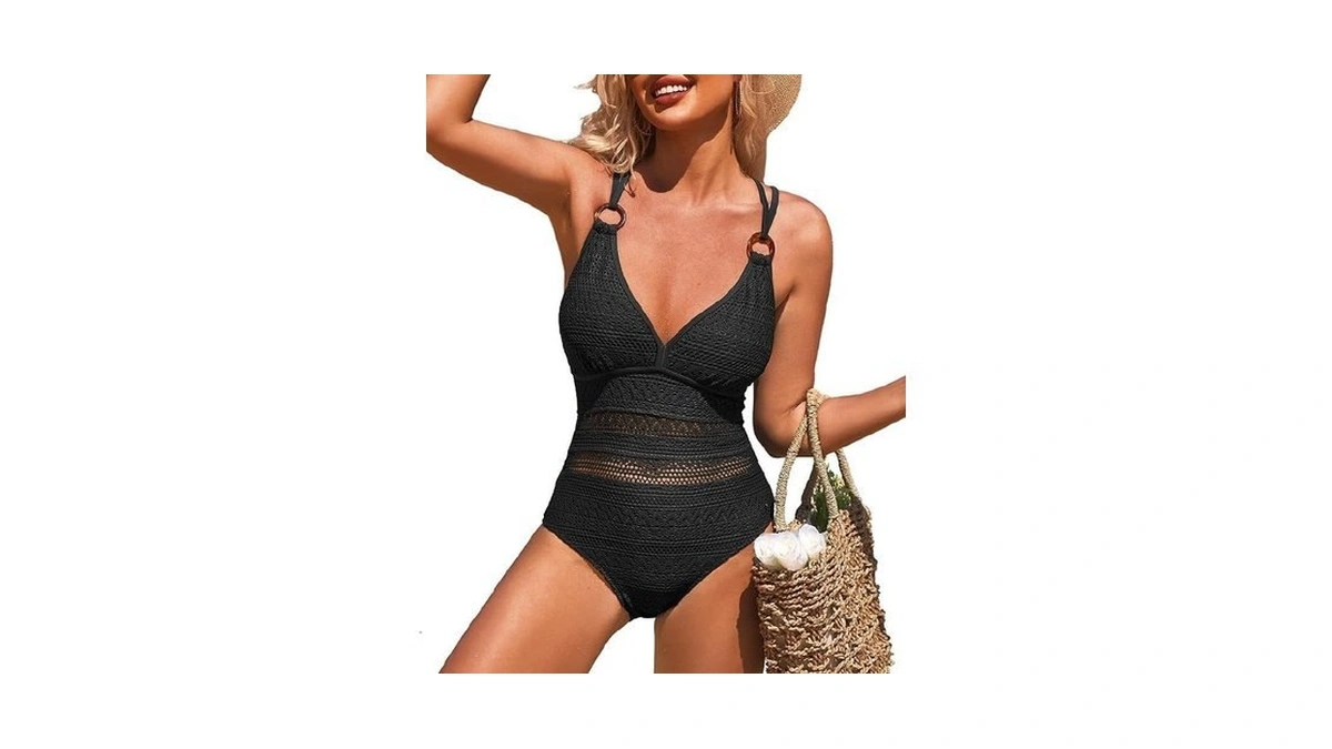 Charmo Crochet One Piece Swimsuits For Women V Neck Strappy