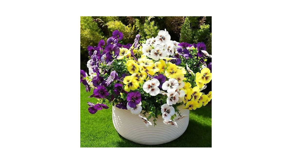 Fanfantoey Artificial Flowers For Outdoors,uv Resistant Fake Flowers Silk Pansy