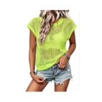 Lepunuo Crochet Cap Sleeve Tops For Women Knit Pullover Summer