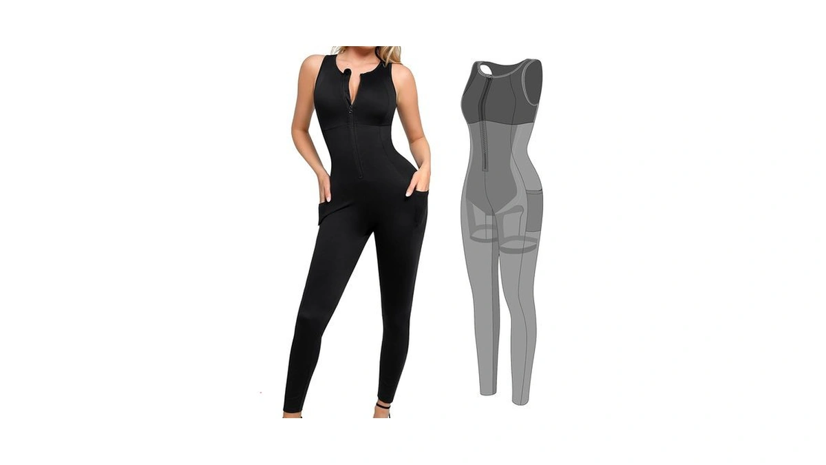Popilush The Shapewear Jumpsuit Workout Jumpsuits With Pockets - Zip