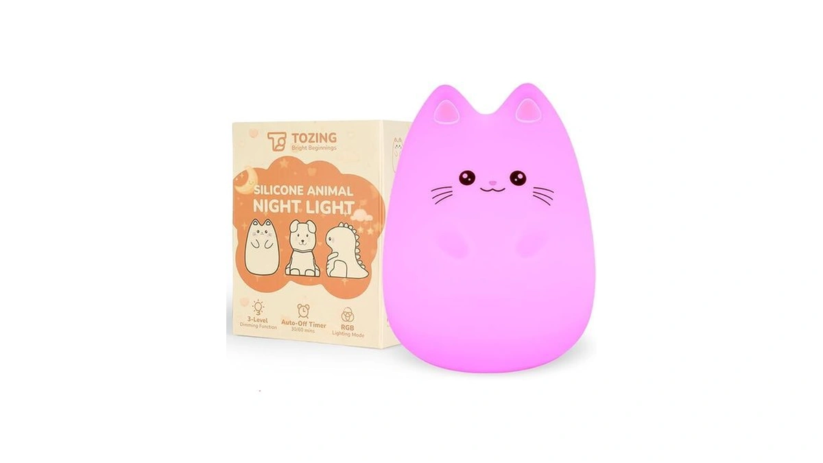 Tozing Night Light For Kids, Led Cat Squishy Animal Lamp