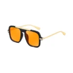 Feisedy Retro Square Aviator Sunglasses For Women Men Trendy 70s