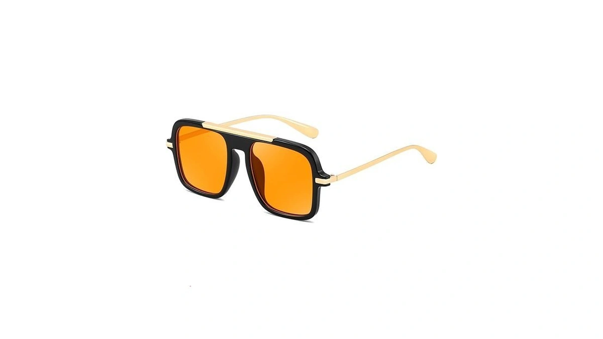 Feisedy Retro Square Aviator Sunglasses For Women Men Trendy 70s
